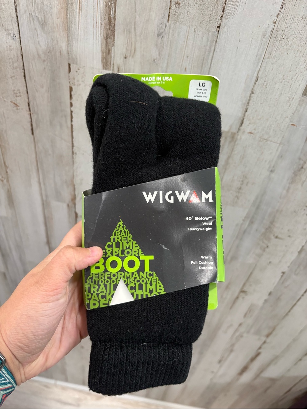 New Wigwam 40° Below Wool Heavyweight Boot Socks Black LG Men’s 9-12 Women’s 10